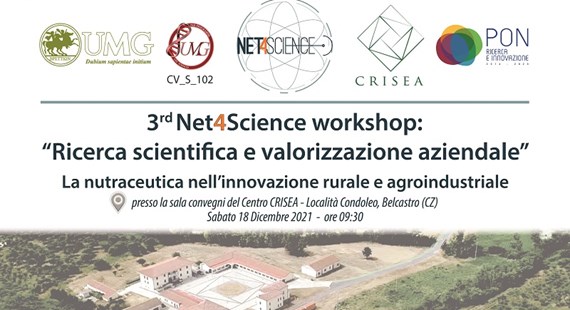 L'immagine raffigura la locandina di un workshop sulla ricerca scientifica organizzato a Catanzaro il 18 dicembre 2021