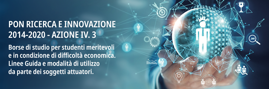 L'immagine raffigura la locandina del webinar del PON Ricerca e Innovazione dedicato alle borse di studio per gli studenti meritevoli